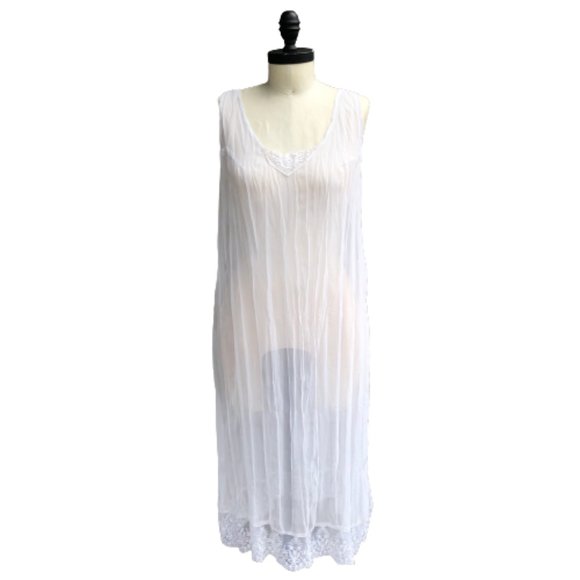 Vintage Ethereal Sheer Crinkle Slip Dress Overdress Underdress S/M - Picture 9 of 17